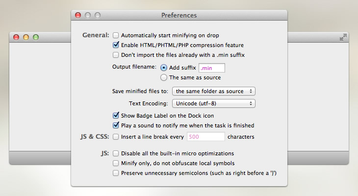 minify css and js file using scriptprocessor